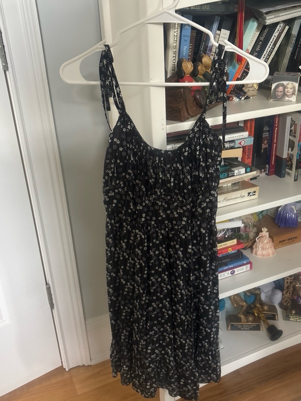 Mango Black Floral Elastic-Waist Sundress